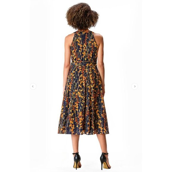 Eshakti WAYWARD FANCIES STYLE # cl0076797 Halter Neck Floral Print Georgette Dre - Picture 3 of 10